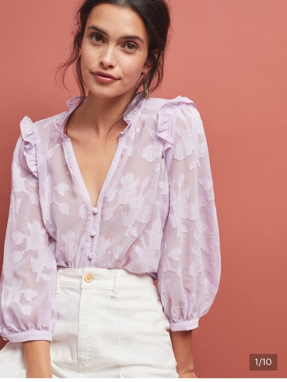 Anthropologie Maeve Mallory Lace Lavender Blouse